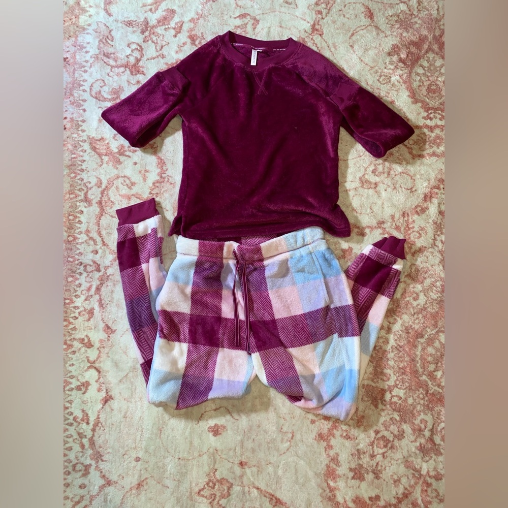 Burgundy and Plaid Pajama Set